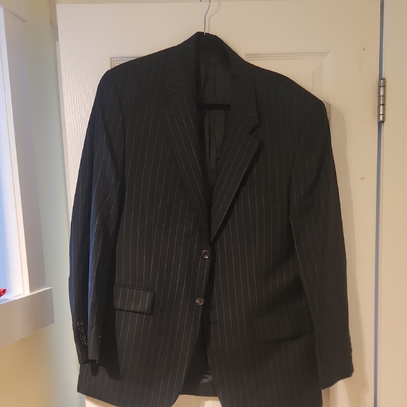 Classic Black Pinstripe Men's Blazer - Picture 1 of 4